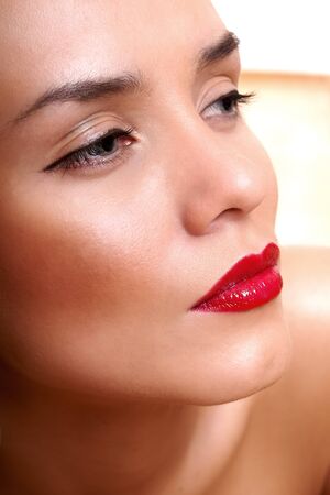 Portrait an attractive young lady on White backgroundの写真素材