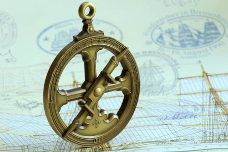 Replica of a navigational time of discovery  A astrolabe, 1555のeditorial素材