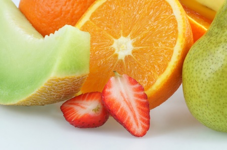 Close up of fresh fruits in a group.の写真素材