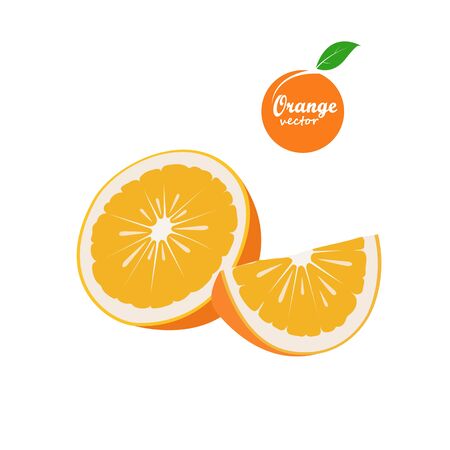 Orange fruit and slices isolated on white background. vector illustratorのイラスト素材