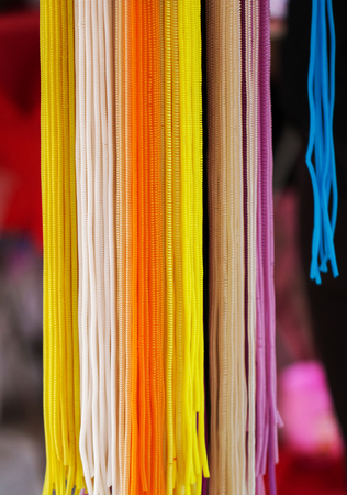 closeup of a colourfull plastic spring