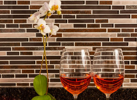 Two glasses of rose wineの写真素材