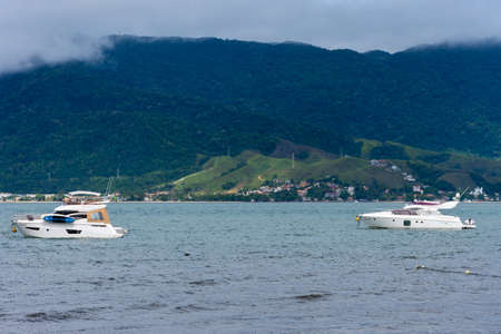 Boats on the beach on a sunny dayの写真素材