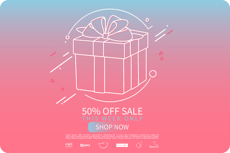 Sale poster template. Poster design with gift box. Gradient background with white vector.のイラスト素材