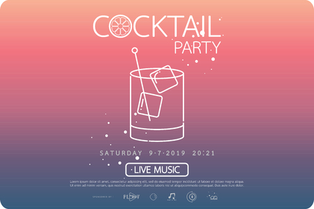 Night cocktail party poster template. Cocktail party invitation poster. Poster design with cocktail glass on gradient background.のイラスト素材