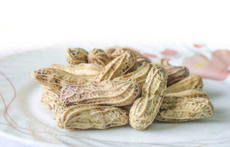Peanuts on a plateの写真素材
