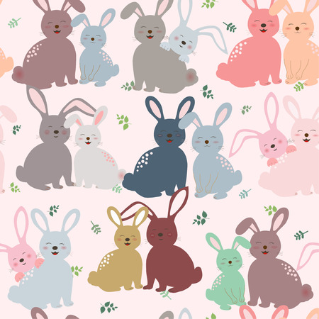 Cute bunny in colorful tone seamless pattern for kid product,fashion,fabric,textile,print or wallpaper,vector illustrationのイラスト素材