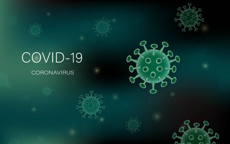 Coronavirus or covid-19 model on bokeh background for advertising banner or leaflet,vector illustrationのイラスト素材