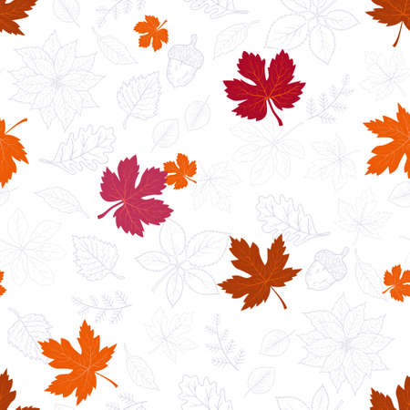 Hand drawn autumn leaves seamless pattern for decorative,fabric,textile,print or wallpaper,vector illustrationのイラスト素材