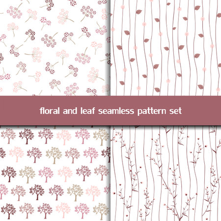 Collection of floral and leaf seamless pattern,nature background for decorative,fabric,textile,print or wallpaper,vector illustrationのイラスト素材