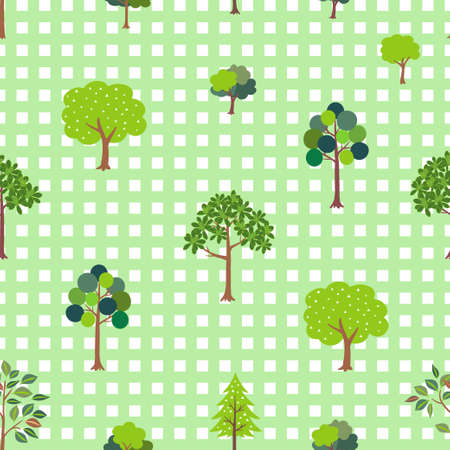 Cute spring forest seamless pattern in green color,can be use for wallpaper,fabric,textile,kid product and all print,vector illustrationのイラスト素材