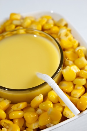 Corn Juice and Bowl Cornの写真素材