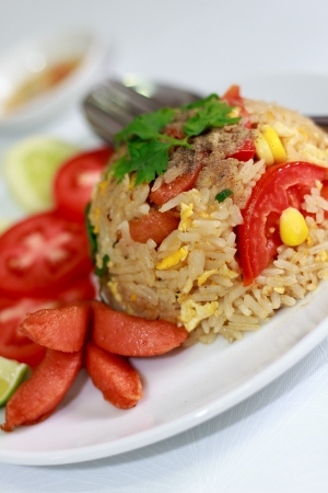 Thai Fried Rice with Smoked Pork Cocktailの写真素材