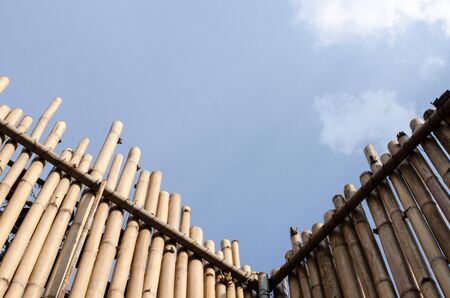 Walls built of bamboo with simplicity.の写真素材