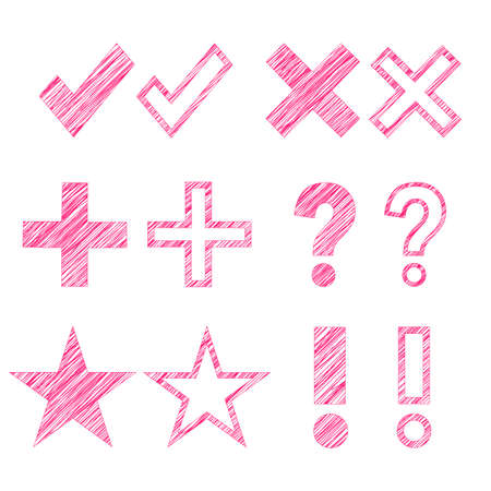 Hand drawn symbols filled with scribble linesのイラスト素材