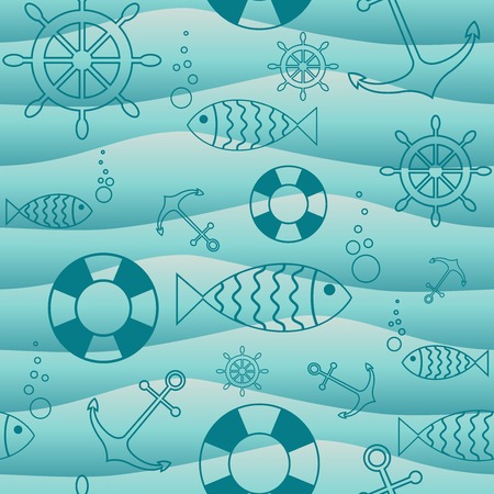 Seamless nautical patternSeamless nautical pattern  Vector illustration のイラスト素材