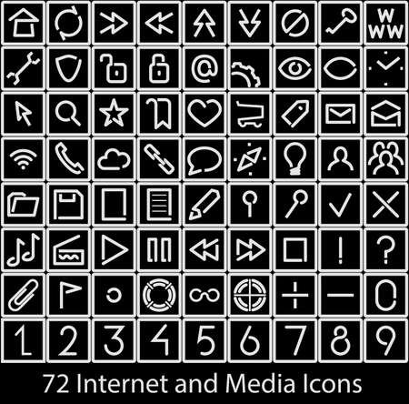Internet and Media user interface icons set  Single non-intersecting line style  Global swatches のイラスト素材