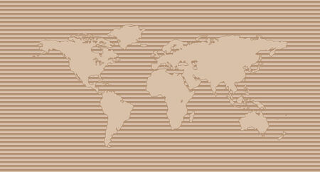 World map on corrugated cardboard background  International shipping conceptのイラスト素材