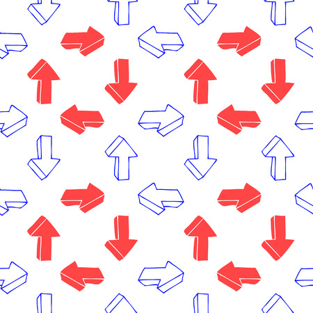 Seamless background of hand drawn arrow icons turning clockwise  Vector illustration  のイラスト素材