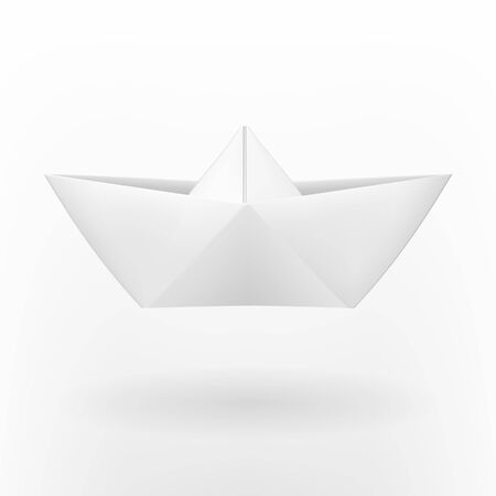 Paper boat, origami effect  Realistic vector illustration のイラスト素材