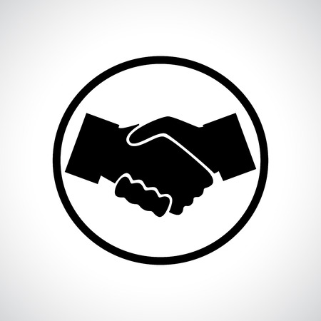 Handshake. Black flat icon in a circle. Business, agreement, meeting and congratulating concept.のイラスト素材