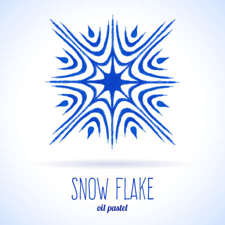 Snow flake hand drawn with oil pastels.のイラスト素材