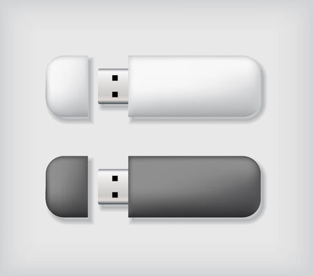 Two usb memory sticks mockup, in black and whiteのイラスト素材