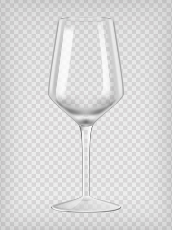 Empty wine glass. Transparent realistic vector illustration.のイラスト素材