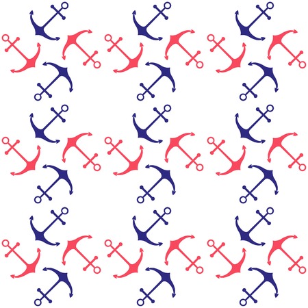 Seamless nautical pattern with anchors. Design element for wallpapers, baby shower invitation, birthday card, scrapbooking, fabric print etc.のイラスト素材
