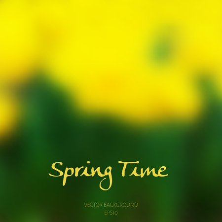 Spring time poster with blurred background. Can be used as an invitation, sale poster, for scrapbooking, birthday card. Vector illustration.のイラスト素材