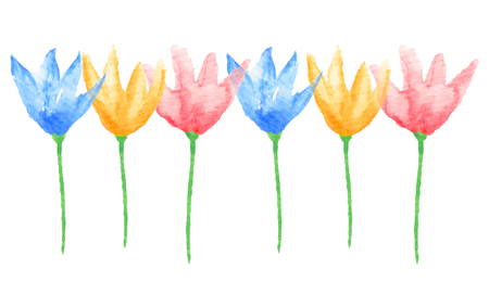 Floral border. Hand painted watercolor flowers. Graphic design element for  wedding or baby shower invitation, graphic design elements,  scrap booking. Vector illustration.のイラスト素材