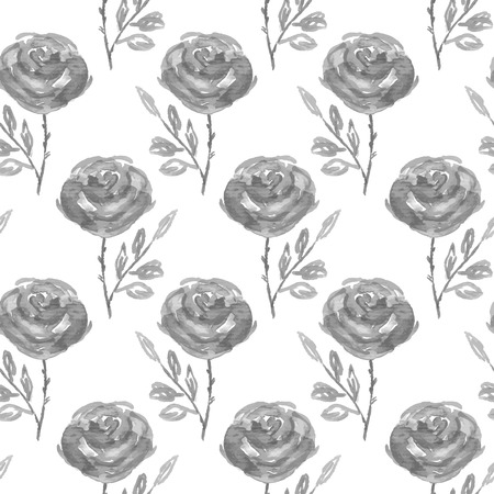 Seamless floral pattern. Hand painted rose flowers.  Graphic element for baby shower or wedding invitations, birthday card, printables, wallpaper, scrapbooking. Vector illustration.のイラスト素材