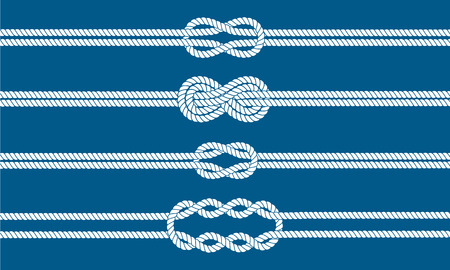 Sailor knot dividers set. Nautical rope infinity sign. Rope border. Tying the knot. Graphic design element for wedding invitations, baby shower, birthday card, scrapbooking, logo etcのイラスト素材