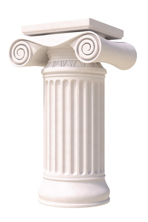 Antique column in greek style. Side view. Isolated on white background.の写真素材