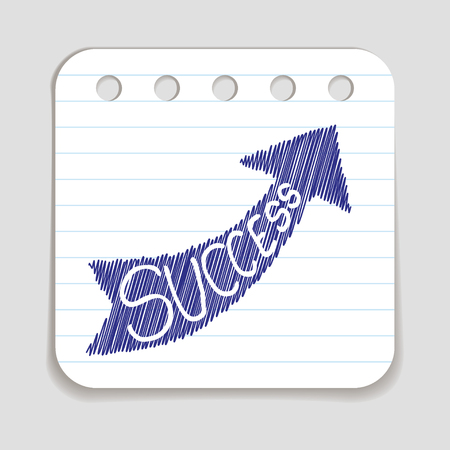 Doodle Arrow icon with the word Success.のイラスト素材