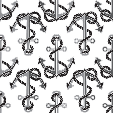 Seamless nautical pattern with anchorsのイラスト素材