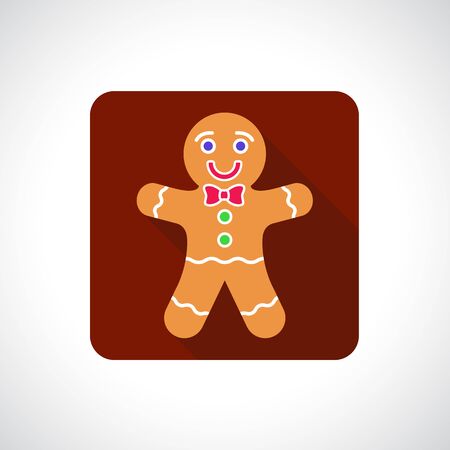 Christmas Gingerbread Cookie icon. Infographic symbol with shadow. Festive style graphic design element. Flat style web button. Traditional celebration concept.のイラスト素材