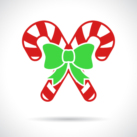 Christmas Candy Cane icon. Infographic symbol with shadow. Festive style graphic design element. Celebration concept.のイラスト素材
