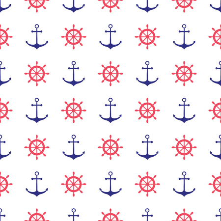 Seamless nautical pattern with anchors. Design element for wallpapers, baby shower invitation, birthday card, scrap booking, fabric print etc.のイラスト素材