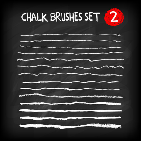 Set of chalk brushes. Handmade design elements on chalkboard background. Grunge vector illustration.のイラスト素材