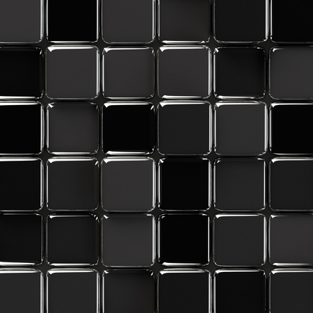 Abstract geometric background with glossy black glass cubes of various height.の写真素材