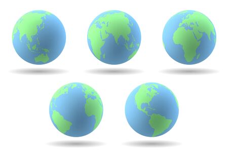Set of transparent earth globes in different viewsのイラスト素材