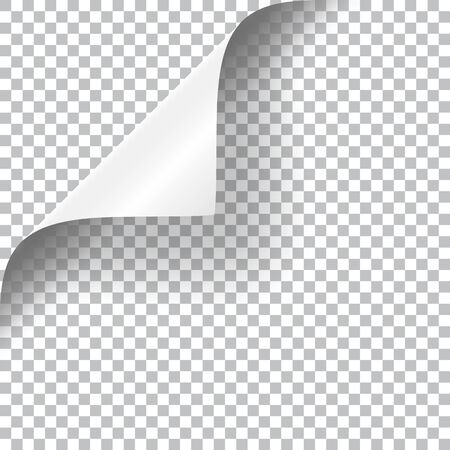 Curly Page Corner realistic illustration with transparent shadow.のイラスト素材