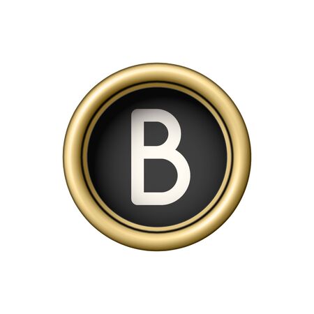 Letter B. Vintage golden typewriter button.のイラスト素材