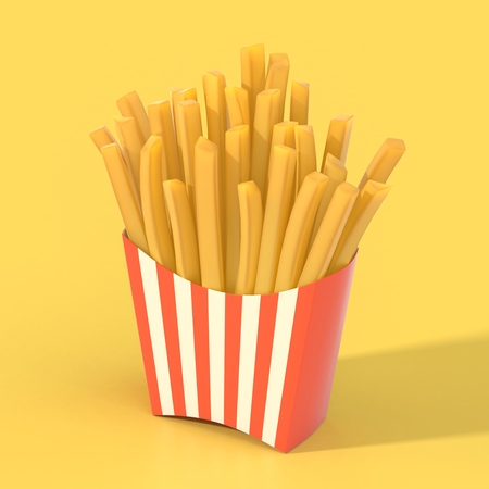 Fast food french fries in a containerの写真素材