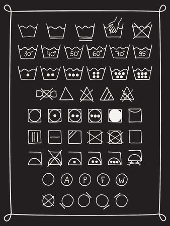 Doodle laundry symbols.のイラスト素材