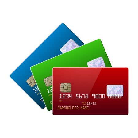 Highly detailed realistic glossy credit cards mock up setのイラスト素材