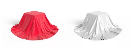 Box covered with satin fabric 3D illustrationの写真素材