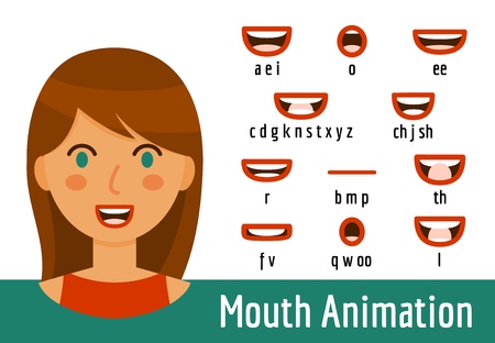 Mouth Lip Sync set isolated on whiteのイラスト素材