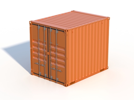 Brown ship cargo container side view 10 feet length